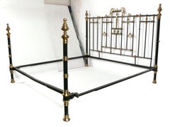 French Black and Brass King Size Bed Neoclassical Glamour