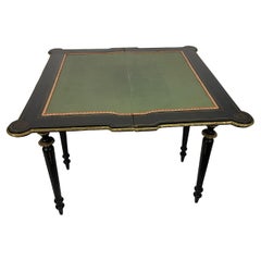 French Black and Gilt Ormolu Game Table Napoleon III Art Nouveau 