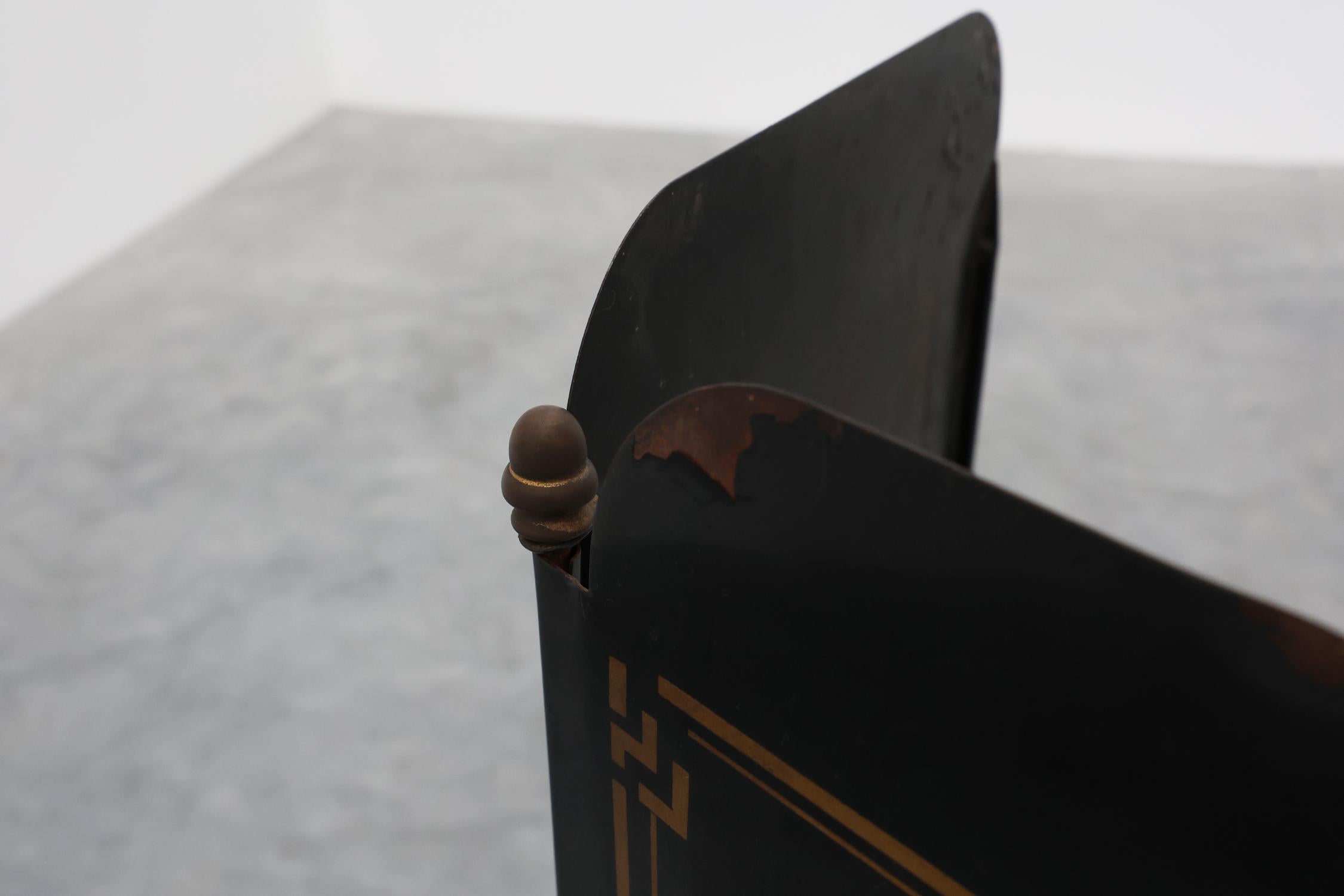 Paravento francese Art Deco nero e oro, anni '30 in vendita 6