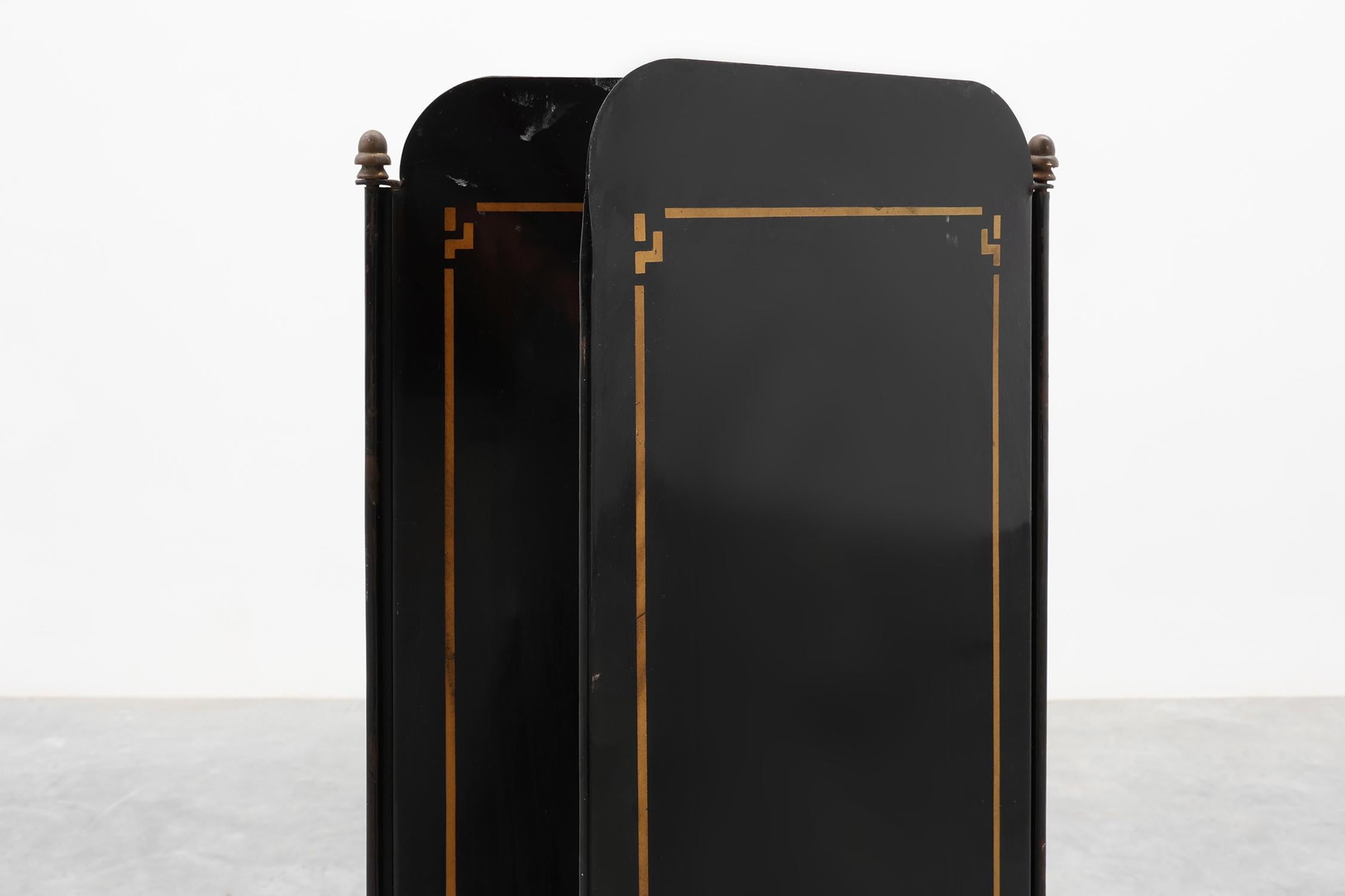 Paravento francese Art Deco nero e oro, anni '30 in vendita 1