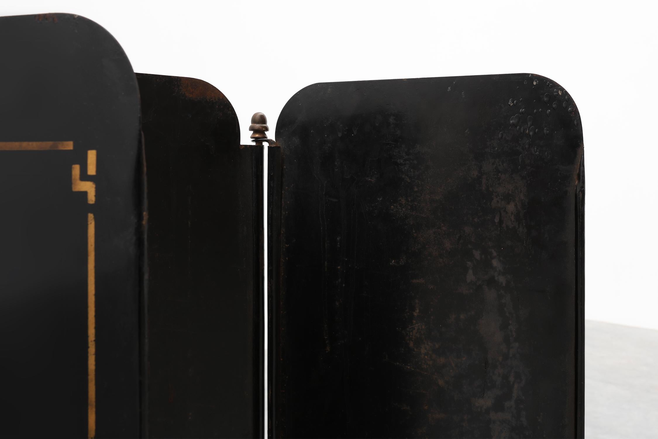 Paravento francese Art Deco nero e oro, anni '30 in vendita 2