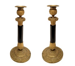 French Black and Gold Candle Holders