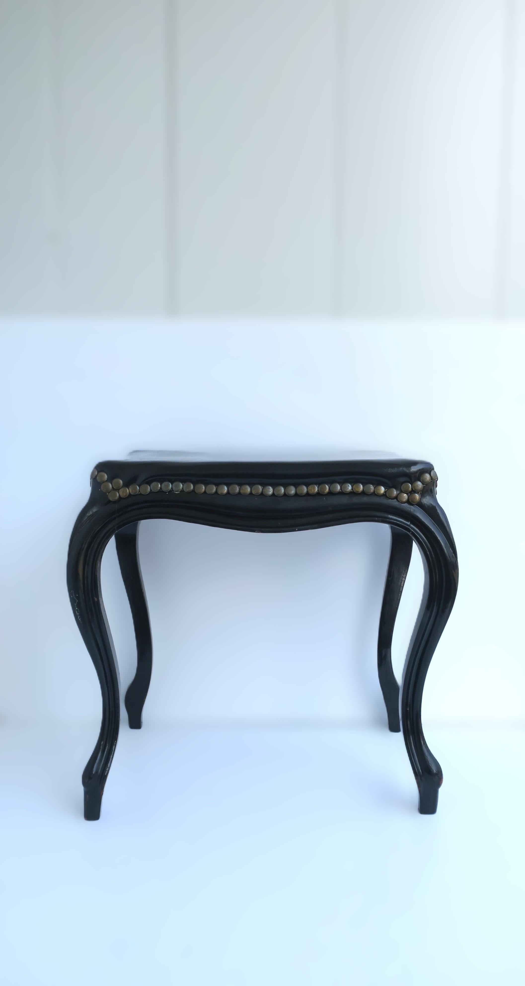 Rococo Revival French Black Bench  For Sale