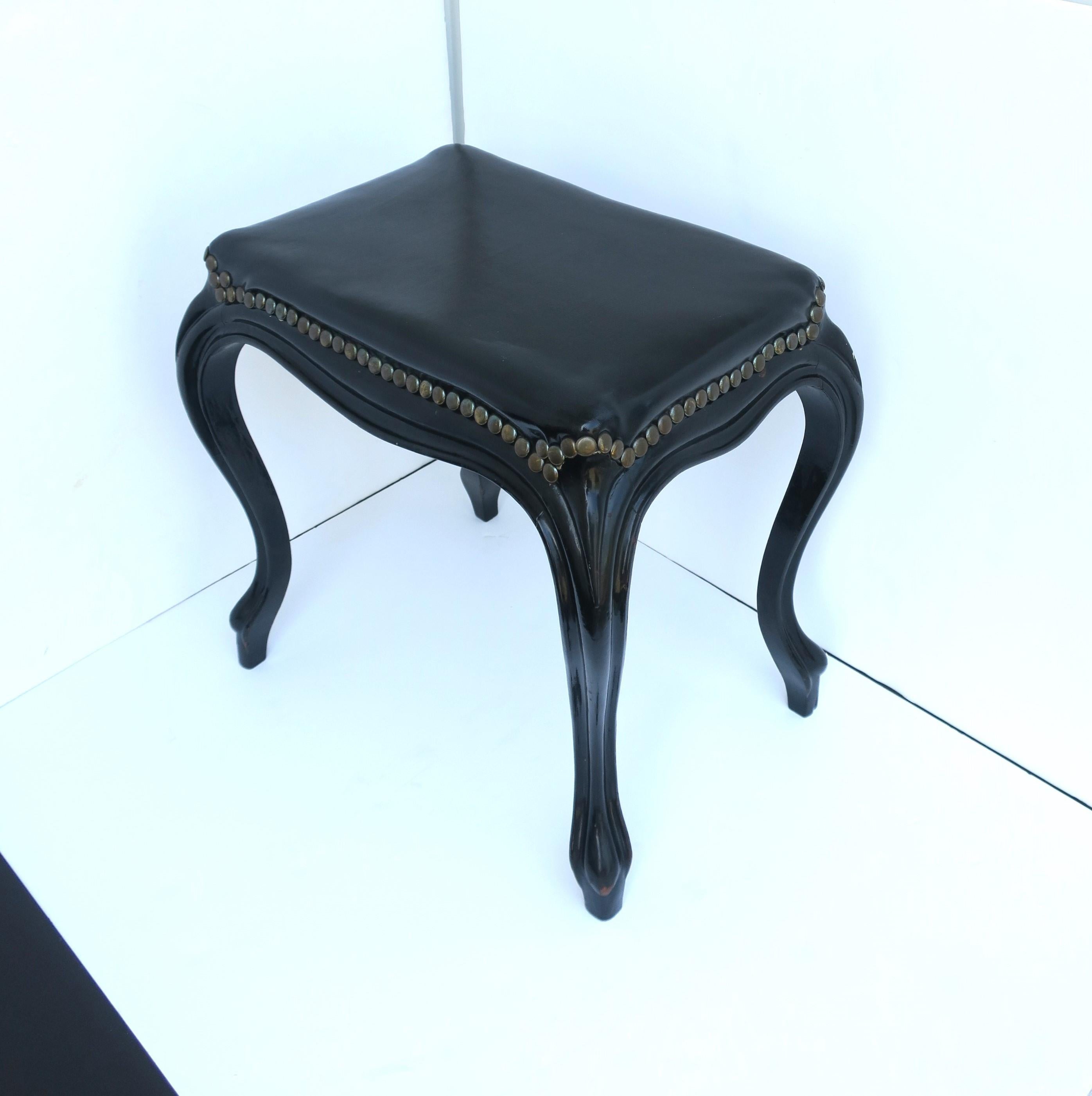 Lacquered French Black Bench  For Sale