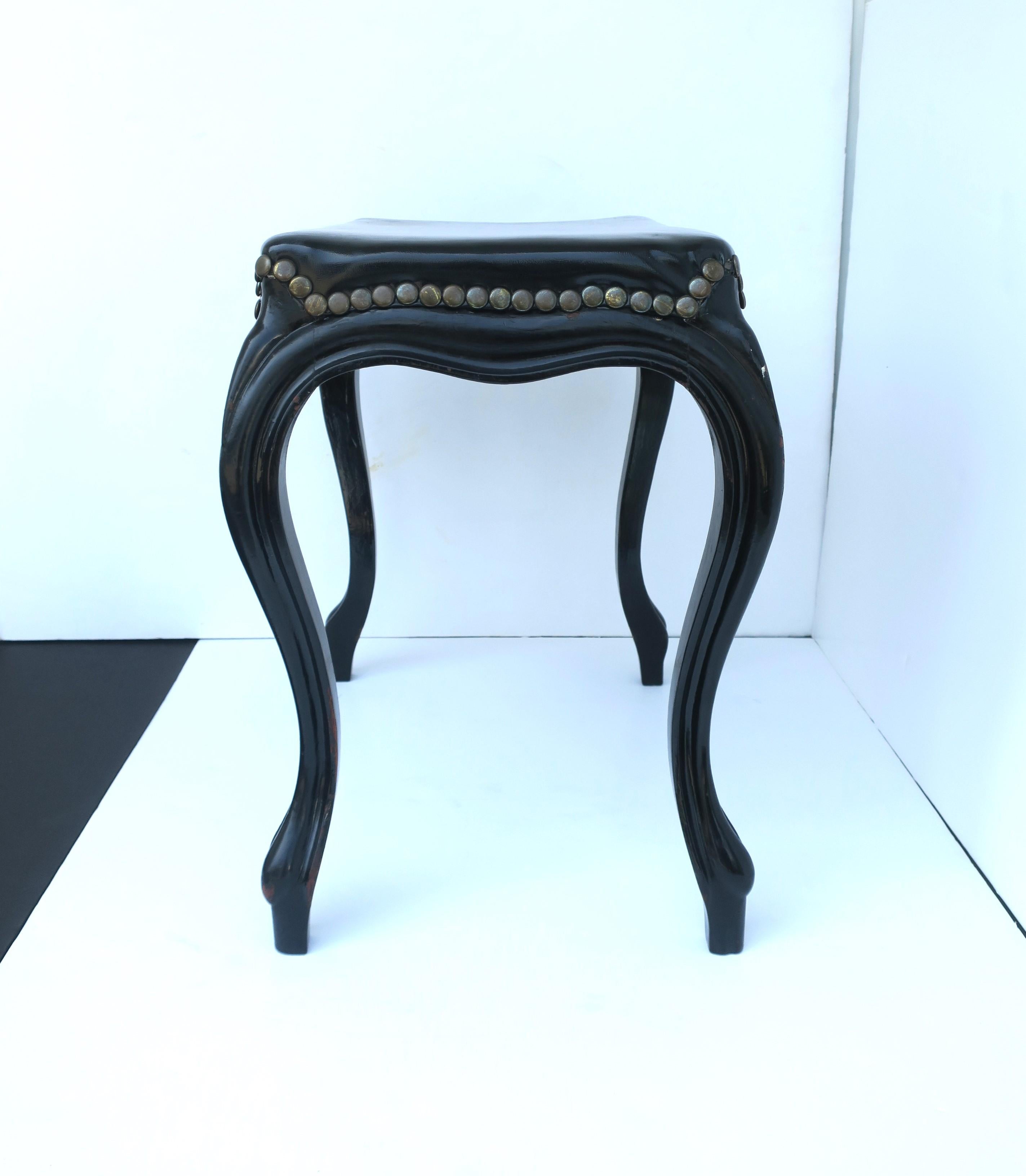 Upholstery French Black Bench  For Sale