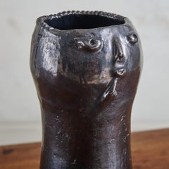 French Black Ceramic Figural Vase by Dalo, 21st Century