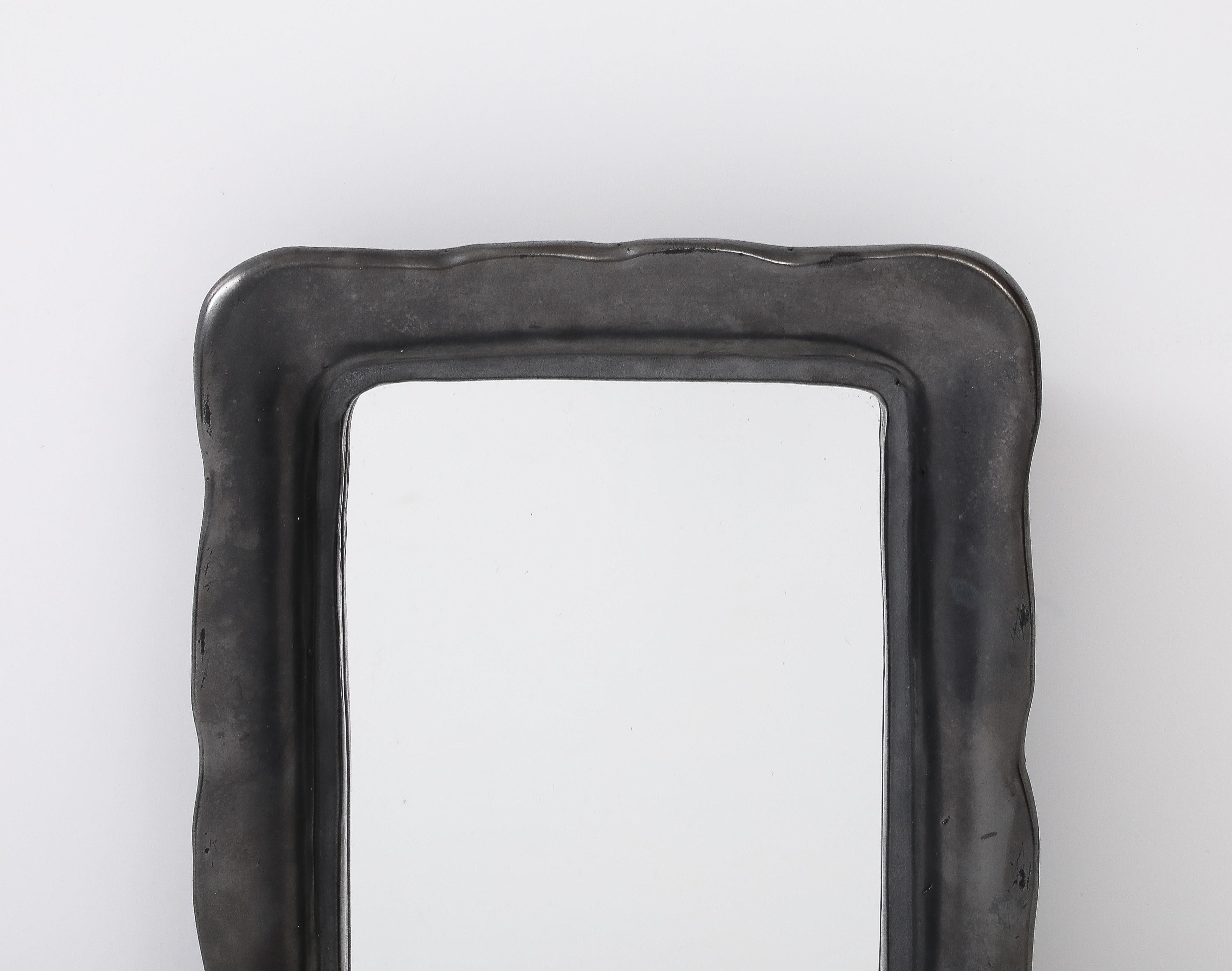 Metà XX secolo Specchio francese in ceramica nera, stile Jouve, anni '50 in vendita