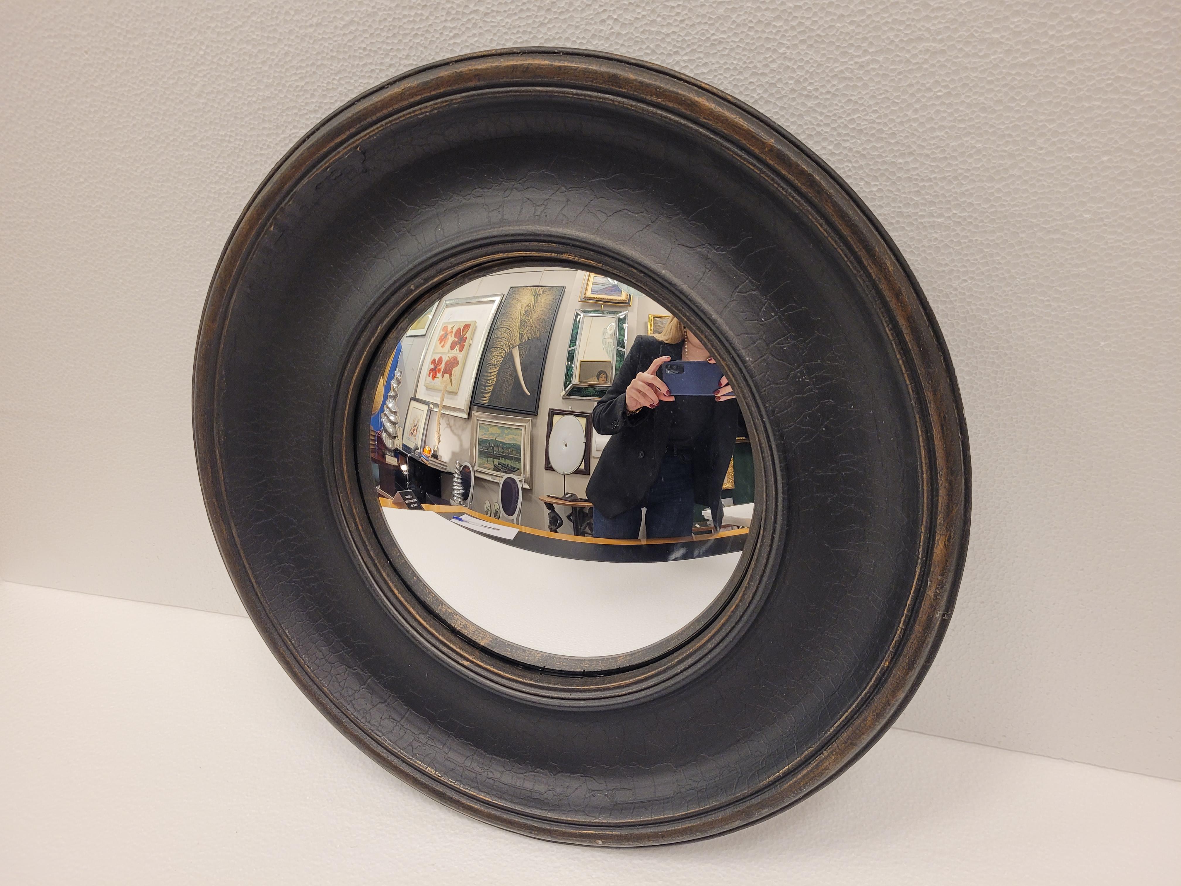 French Black Convex mirror, vintage frame, late 20th century - France 3