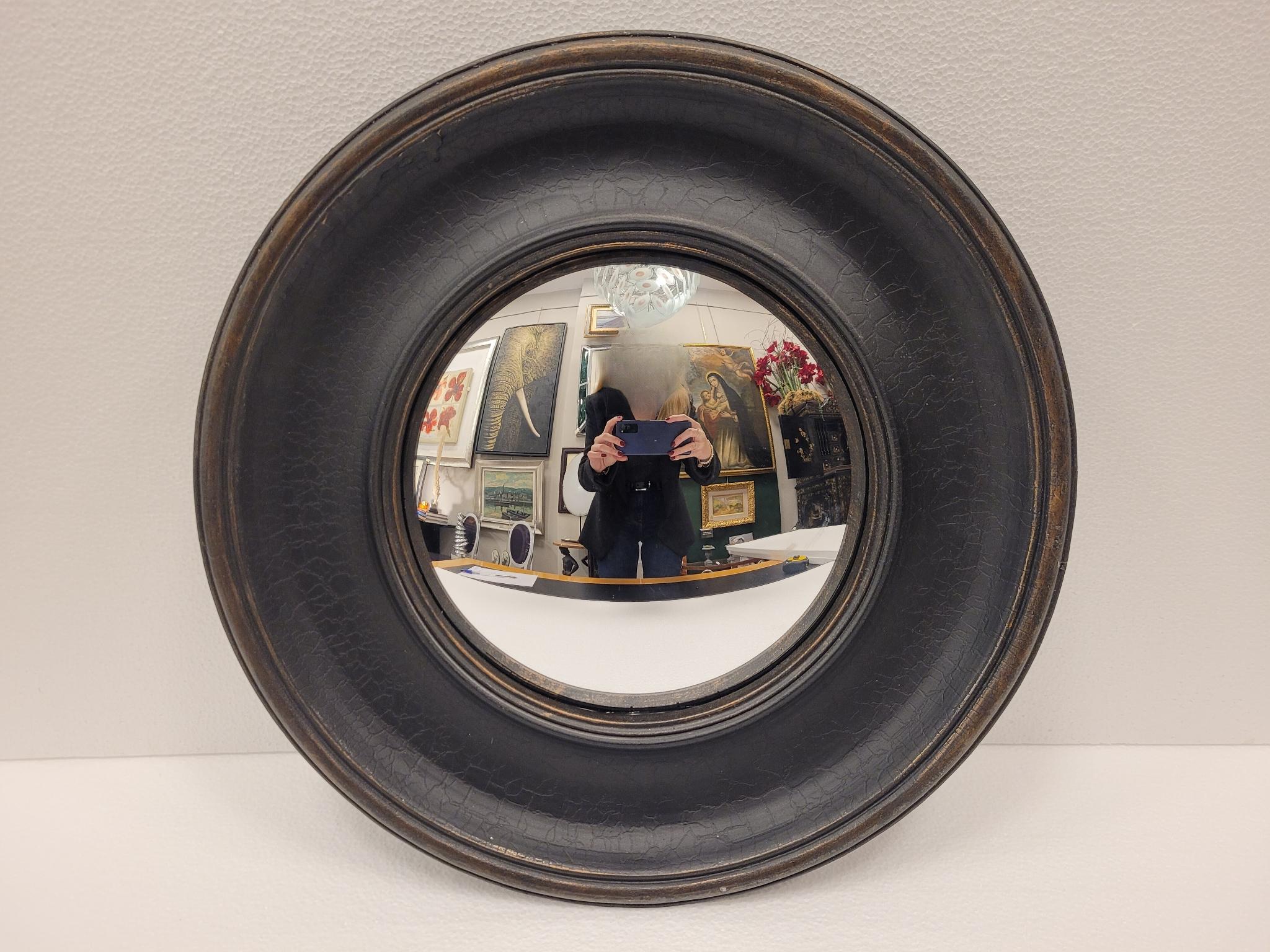 Mirror French Black Convex mirror, vintage frame, late 20th century - France