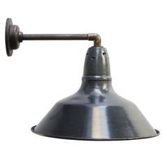 French Black Dark Blue Enamel Vintage Industrial Cast Iron Sconces Wall Lights