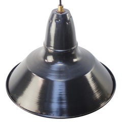 French Black Dark Blue Enamel Vintage Industrial Pendant Lights