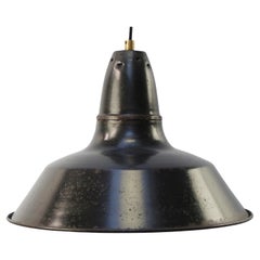 French Black Dark Blue Enamel Vintage Industrial Pendant Lights