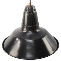French Black Dark Gray Enamel Vintage Industrial Pendant Light