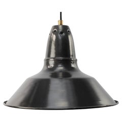 French Black Dark Gray Enamel Vintage Industrial Pendant Lights