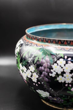 French Black Decorated Cloisonné Vase