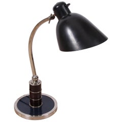 French Black Desk Lamp with Mirrored Reflector