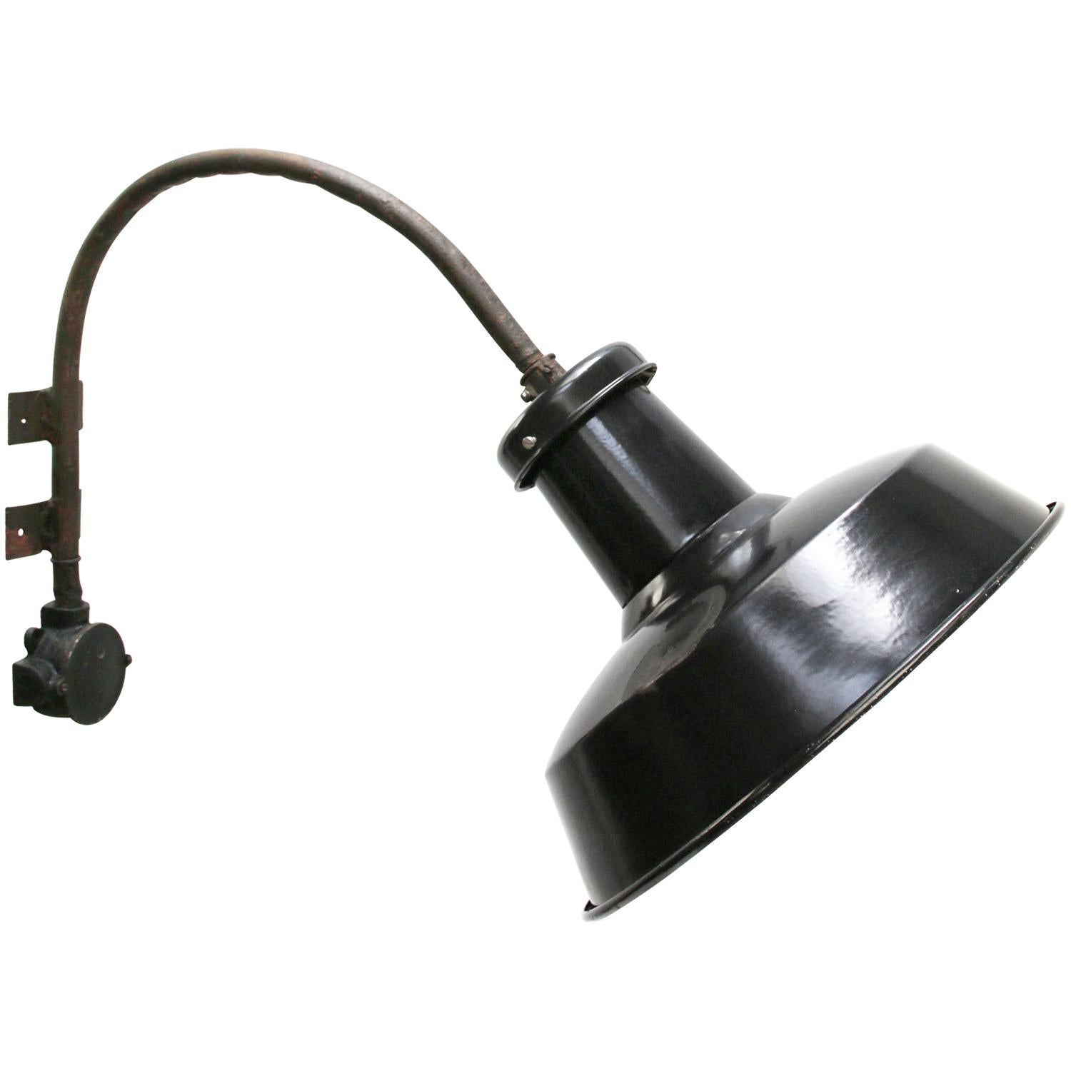 French factory wall light
black enamel, white interior

Weight: 3.40 kg / 7.5 lb

Priced per individual item. All lamps have been made suitable by international standards for incandescent light bulbs, energy-efficient and LED bulbs. E26/E27