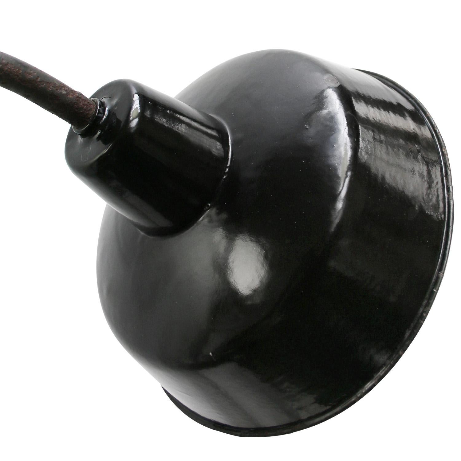 20th Century French Black Enamel Vintage Industrial Cast Iron Factory Sconce Wall Light For Sale