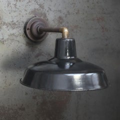 French Black Enamel Vintage Industrial Cast Iron Sconces Wall Lights