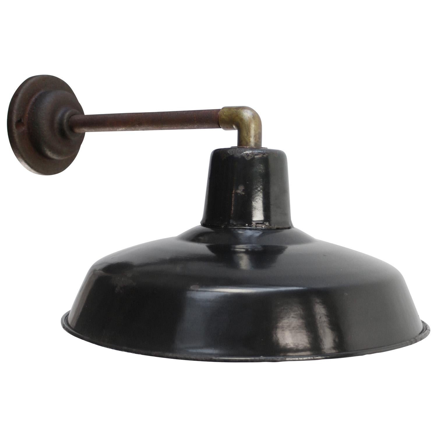 French Black Enamel Vintage Industrial Cast Iron Sconces Wall Lights In Good Condition For Sale In Amsterdam, NL