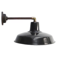 French Black Enamel Vintage Industrial Cast Iron Sconces Wall Lights