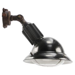 French Black Enamel Vintage Industrial Clear Glass wall light