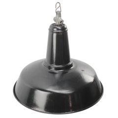 Französisch Schwarz Emaille Vintage Industrie Fabrik Pendelleuchten
