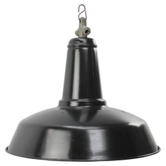 Französisch Schwarz Emaille Vintage Industrie Fabrik Pendelleuchten
