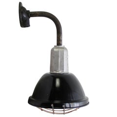 Applique d'usine industrielle vintage en émail noir français