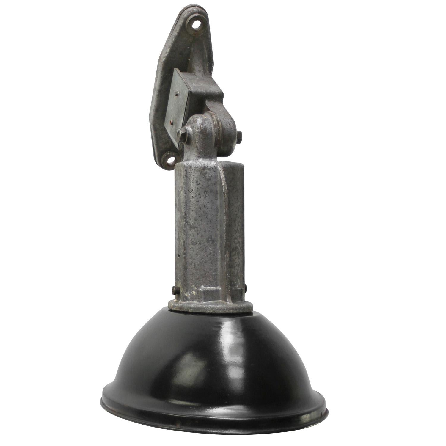Cast French Black Enamel Vintage Industrial Factory Sconce Wall Light For Sale