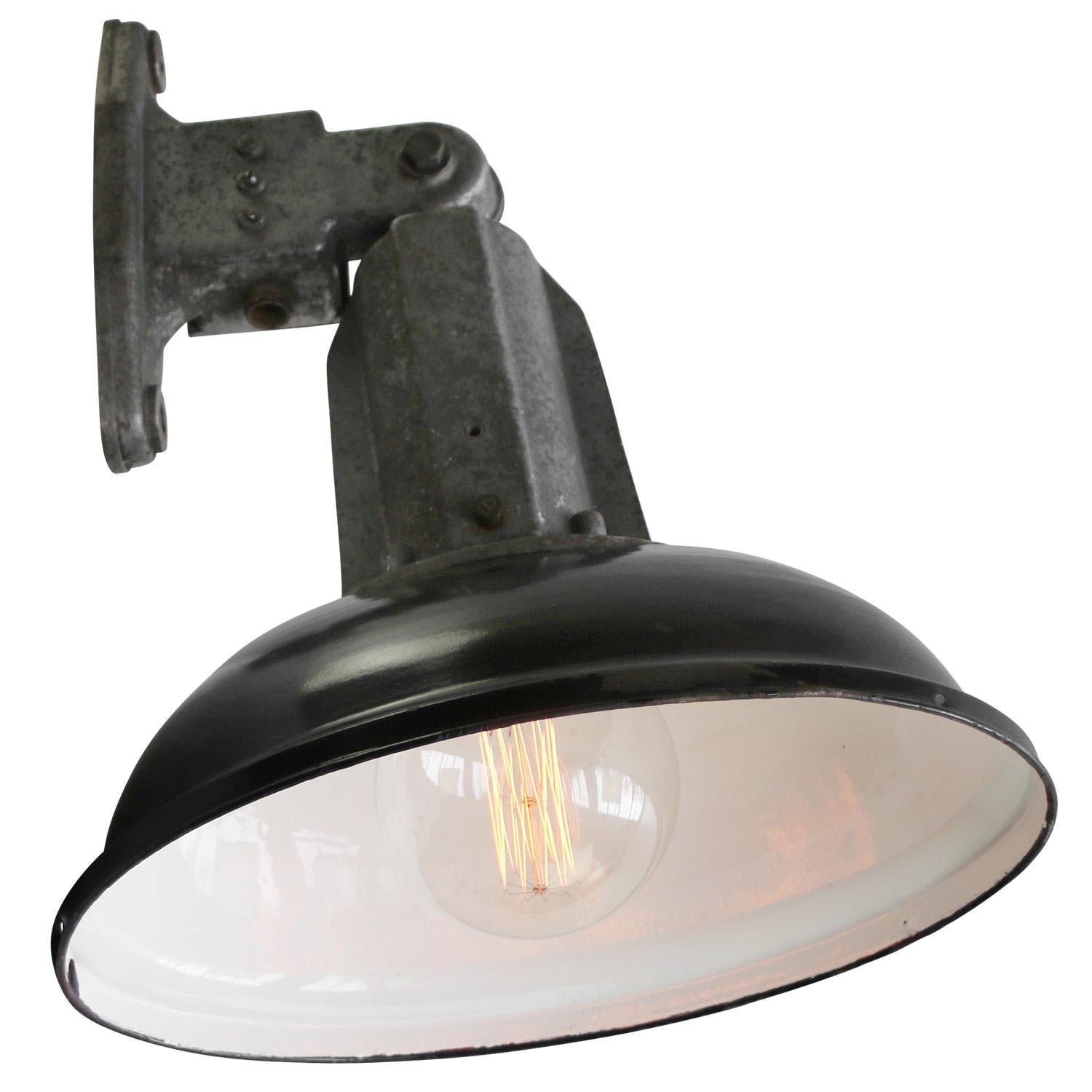 20th Century French Black Enamel Vintage Industrial Factory Sconce Wall Light For Sale