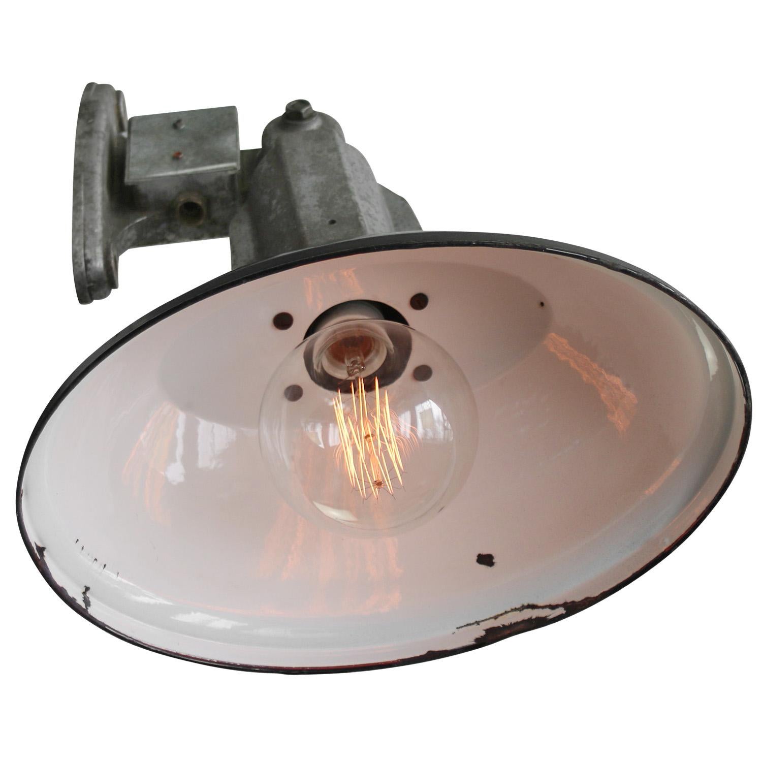 Aluminum French Black Enamel Vintage Industrial Factory Sconce Wall Light For Sale