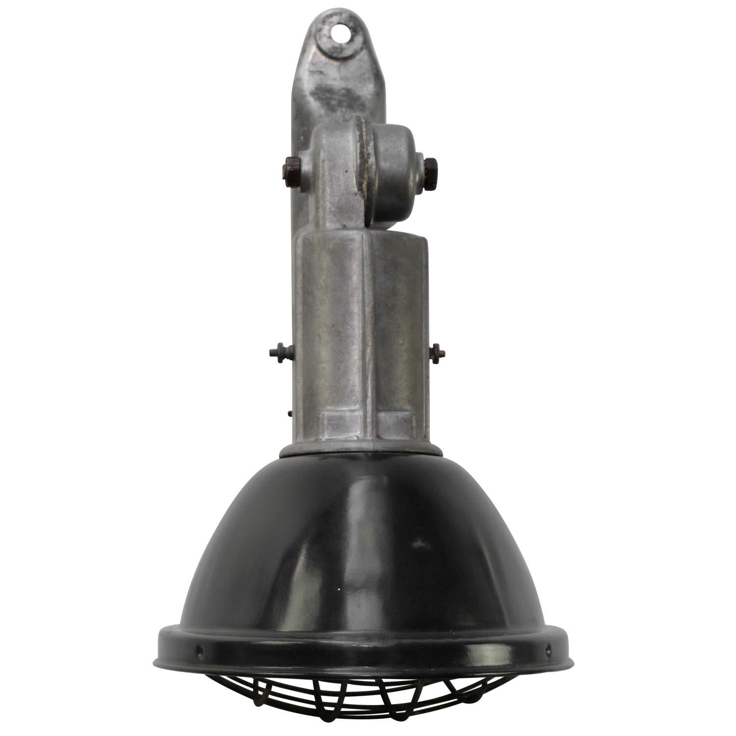 Cast French Black Enamel Vintage Industrial Factory Sconces Wall Lights For Sale
