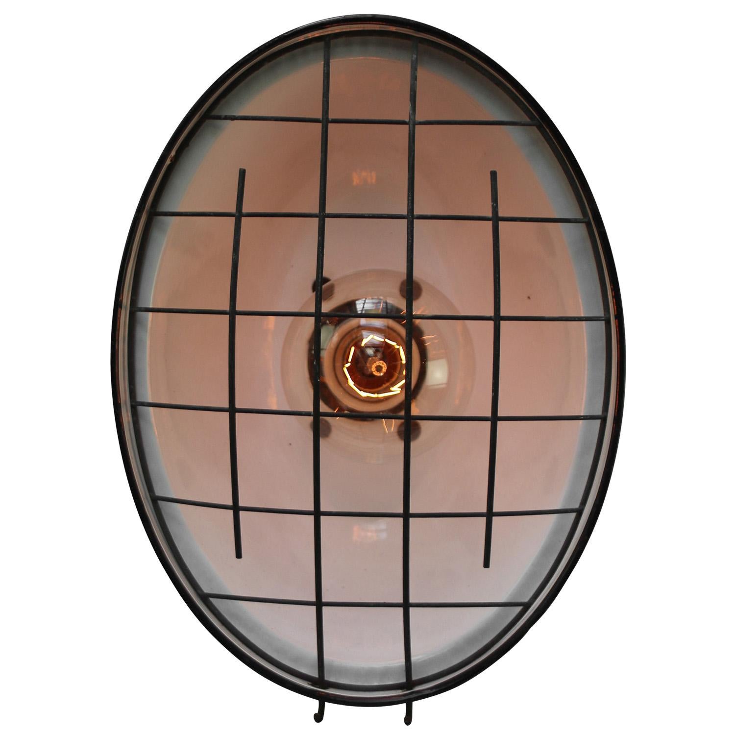 Aluminum French Black Enamel Vintage Industrial Factory Sconces Wall Lights For Sale