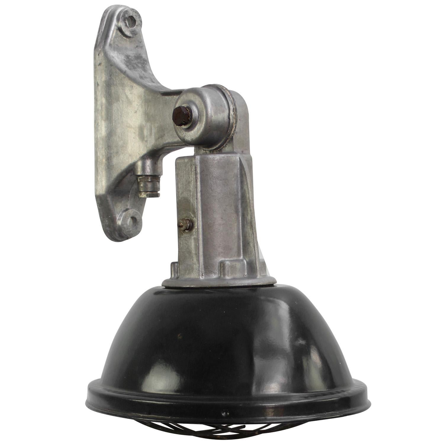 French Black Enamel Vintage Industrial Factory Sconces Wall Lights For Sale 1