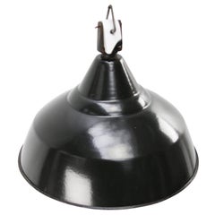 French Black Enamel Vintage Industrial Pendant Light