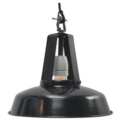 French Black Enamel Vintage Industrial Pendant Lights