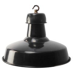 French Black Enamel Vintage Industrial Pendant Lights by GAL, France