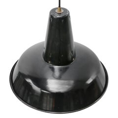 French Black Enamel Vintage Industrial Pendant Light