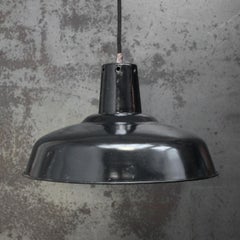 French Black Enamel Vintage Industrial Pendant Lights