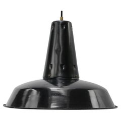 French Black Enamel Retro Industrial Pendant Light