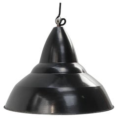 French Black Enamel Vintage Industrial Pendant Lights