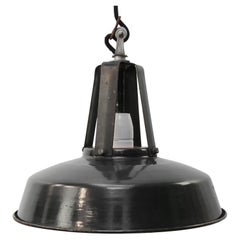 French Black Enamel Vintage Industrial Pendant Lights