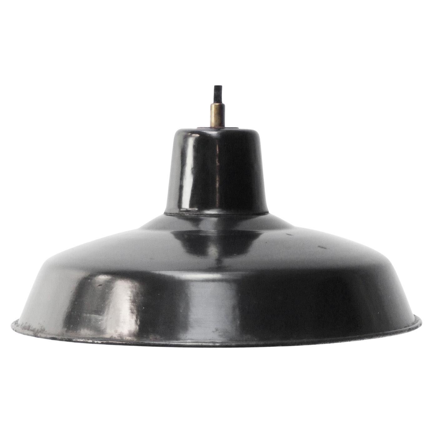 French Black Enamel Vintage Industrial Pendant Lights