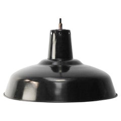 Französisch Schwarz Emaille Vintage Industrial Pendelleuchten