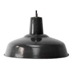 French Black Enamel Vintage Industrial Pendant Lights