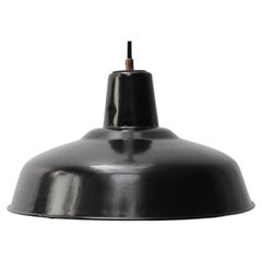 French Black Enamel Vintage Industrial Pendant Lights