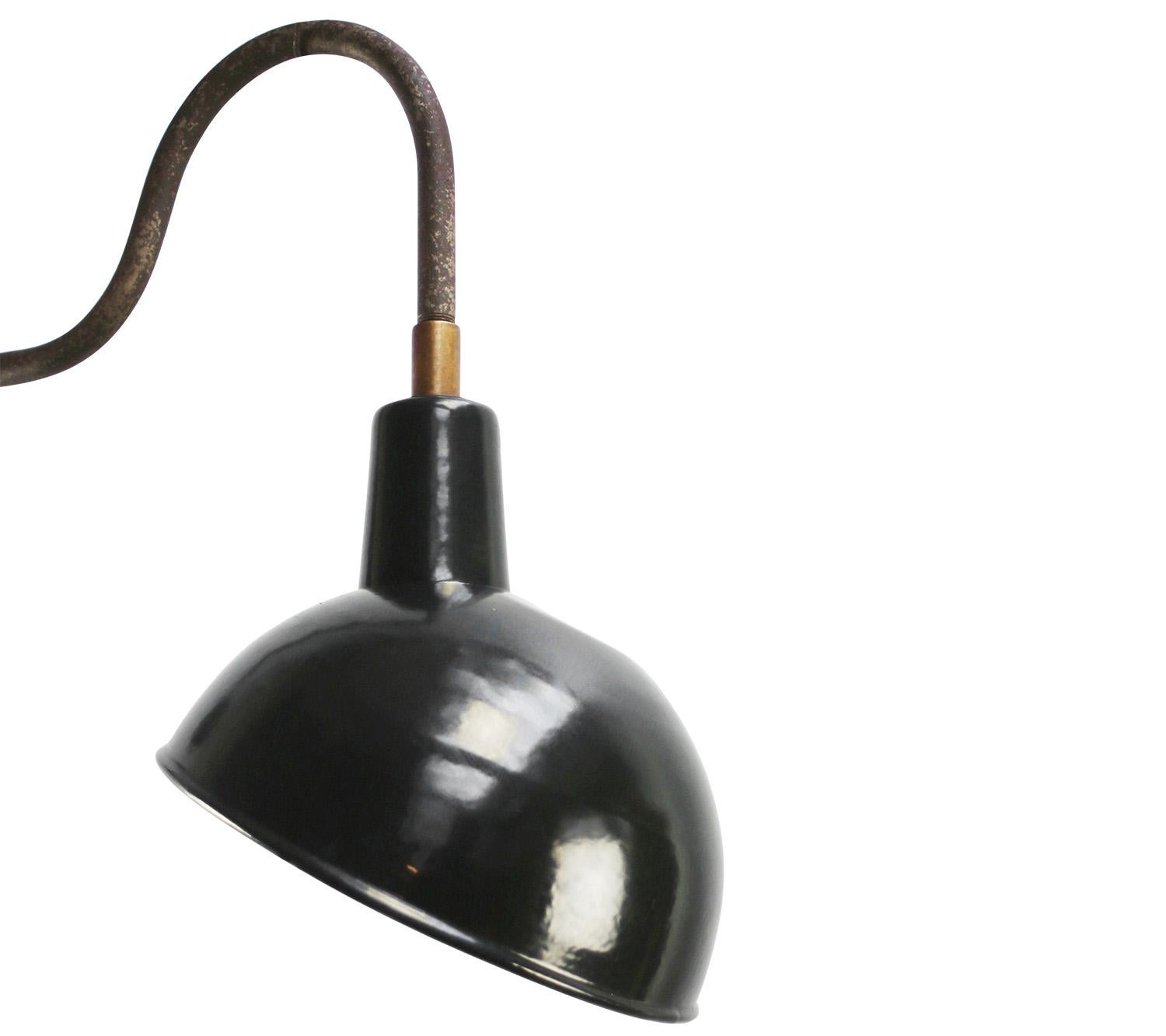 Cast French Black Enamel Vintage Industrial Sconces Wall Lights For Sale