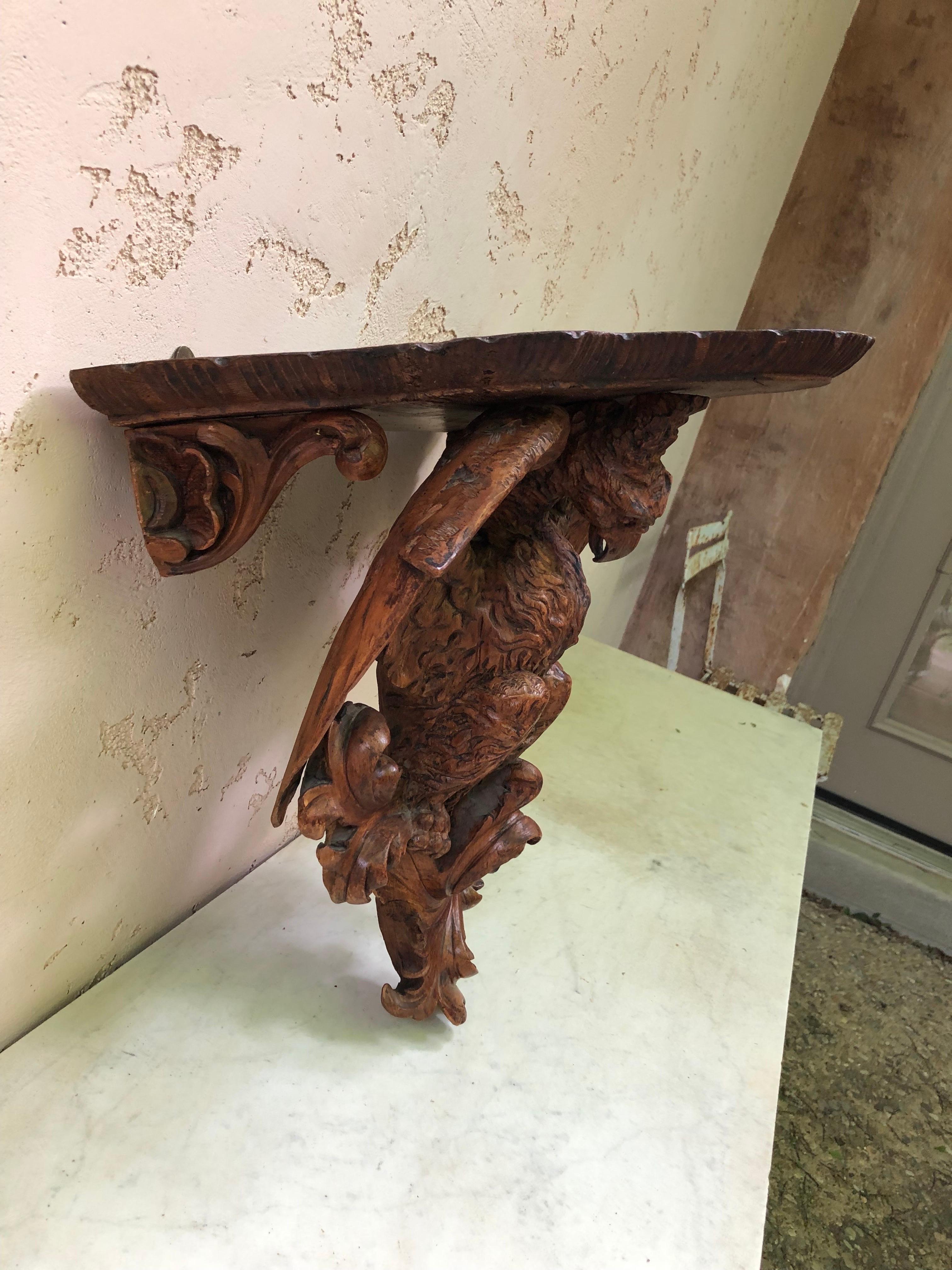 Rococo Revival French Black Forest Eagle Wall Bracket circa 1900