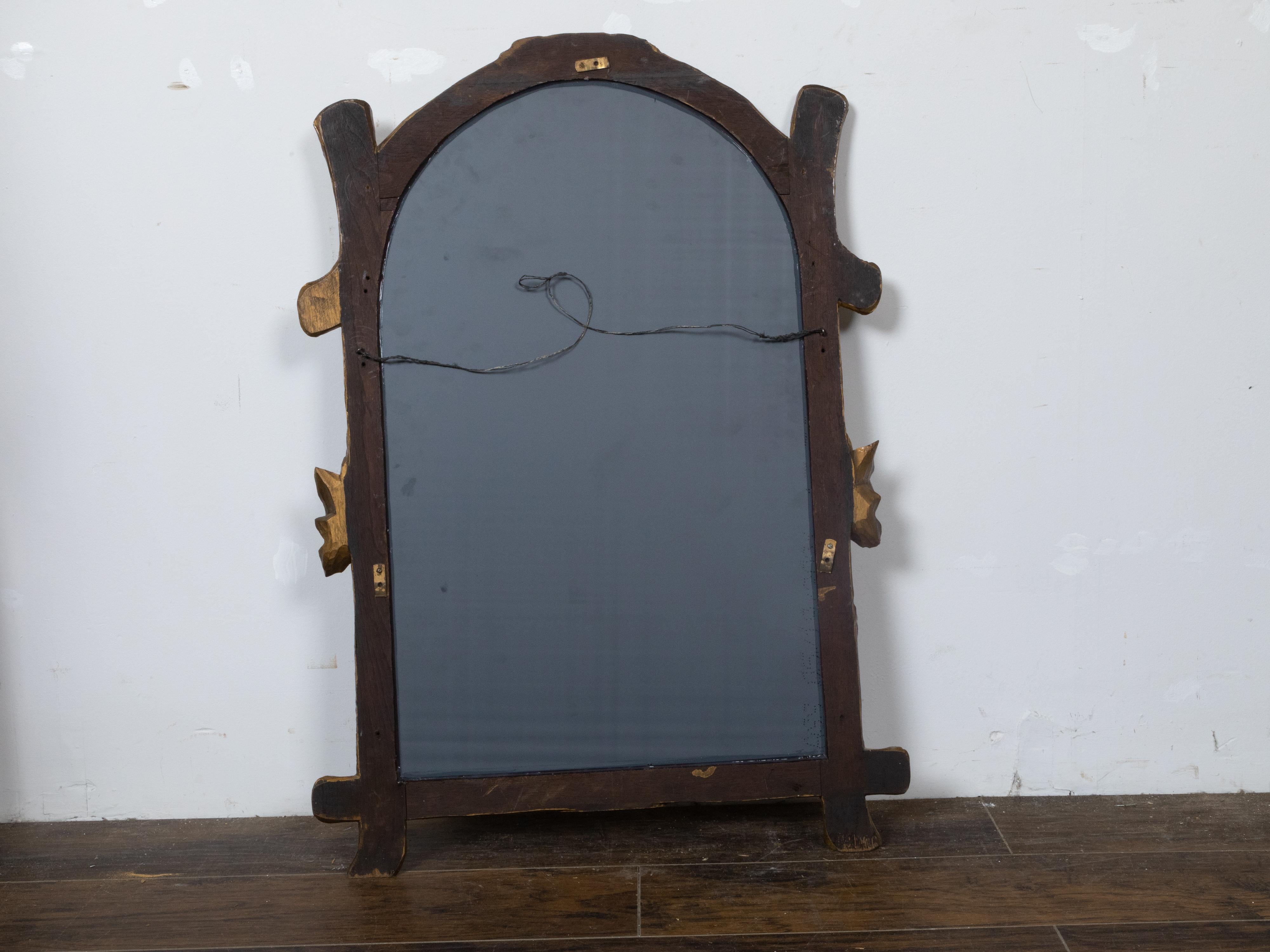 French Black Forest Turn of the Century Giltwood Faux Wooden Mirror, circa 1900 7
